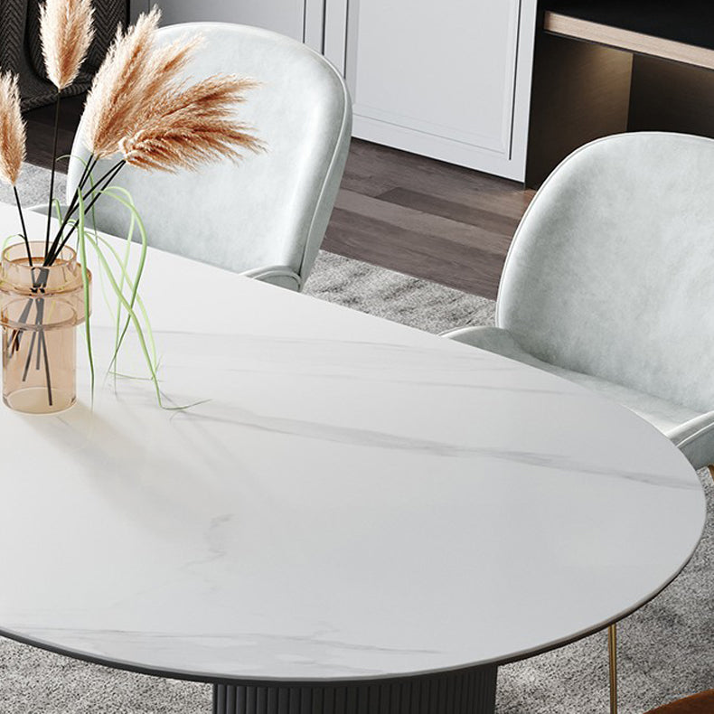 Eigentijdse eettafel Gesinterde stenen eettafel met 3 witte poten om te dineren