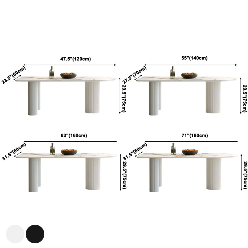 Eigentijdse eettafel Gesinterde stenen eettafel met 3 witte poten om te dineren