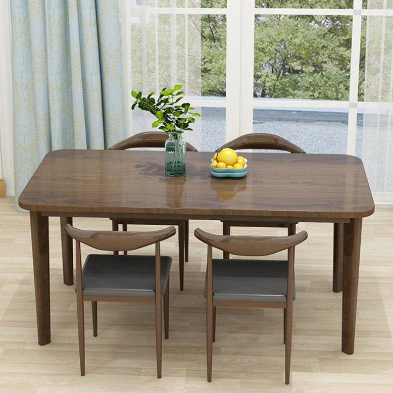 Mesa de comedor de rectángulo de madera maciza de estilo contemporáneo 4 Table de piernas para el hogar