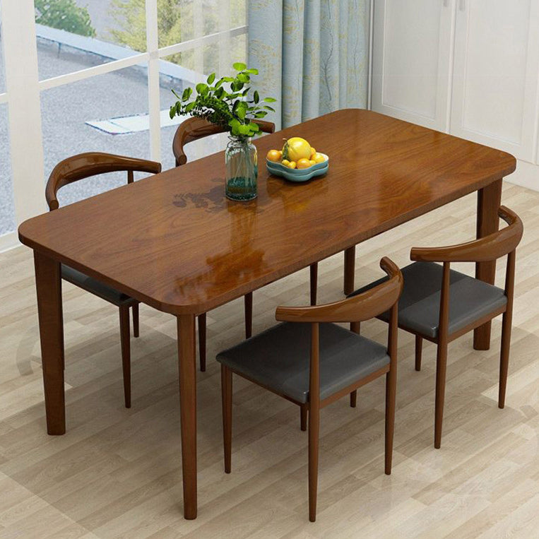 Mesa de comedor de rectángulo de madera maciza de estilo contemporáneo 4 Table de piernas para el hogar