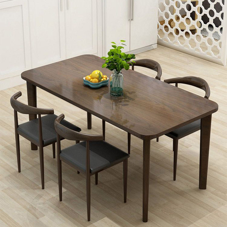 Mesa de comedor de rectángulo de madera maciza de estilo contemporáneo 4 Table de piernas para el hogar