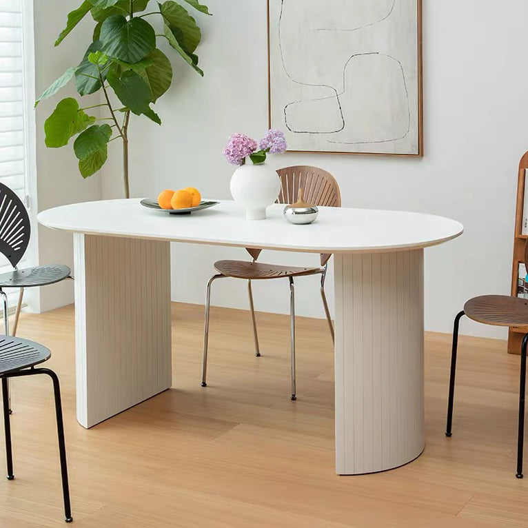 Solid Wood Contemporary Free Form Dining Table Marble Top Table for Dining Room