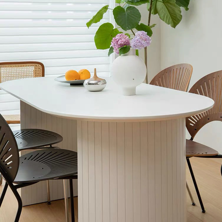 Solid Wood Contemporary Free Form Dining Table Marble Top Table for Dining Room