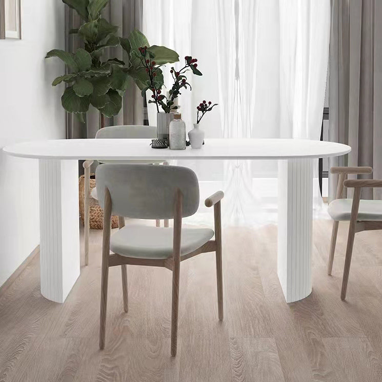 Solid Wood Contemporary Free Form Dining Table Marble Top Table for Dining Room