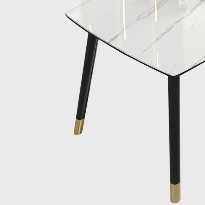 Mesa de comedor de cocina de piedra sinterizada contemporánea Mesa de comedor de forma rectangular con 4 patas base