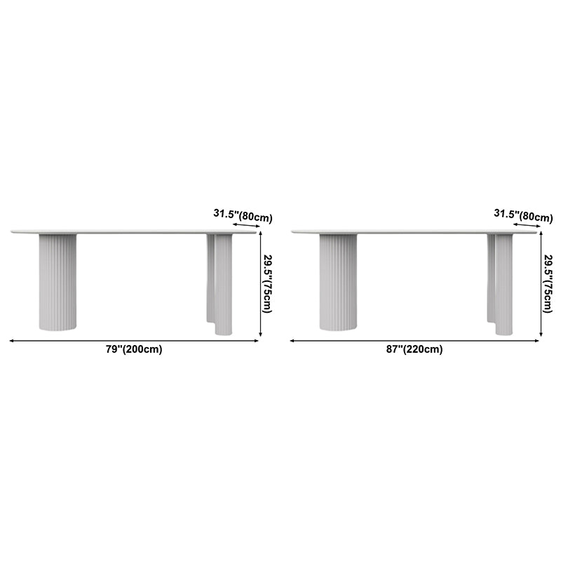 Contemporary Dining Table Sintered Stone Table with 3 White Legs for Dining