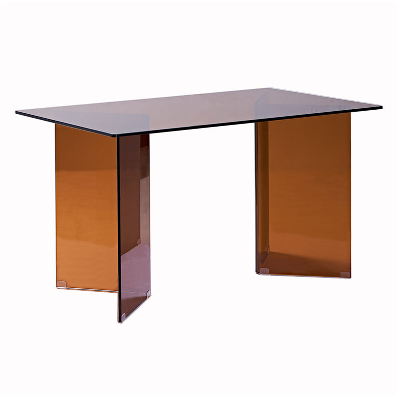 Contemporary Style Clear Tempered Glass Dining Table 2 Legs Table for Dining Room