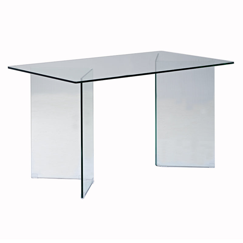 Contemporary Style Clear Tempered Glass Dining Table 2 Legs Table for Dining Room