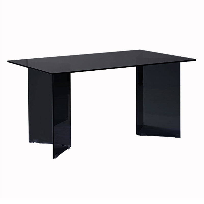 Contemporary Style Clear Tempered Glass Dining Table 2 Legs Table for Dining Room