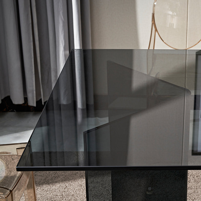 Contemporary Style Clear Tempered Glass Dining Table 2 Legs Table for Dining Room