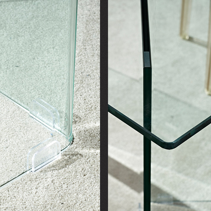 Contemporary Style Clear Tempered Glass Dining Table 2 Legs Table for Dining Room