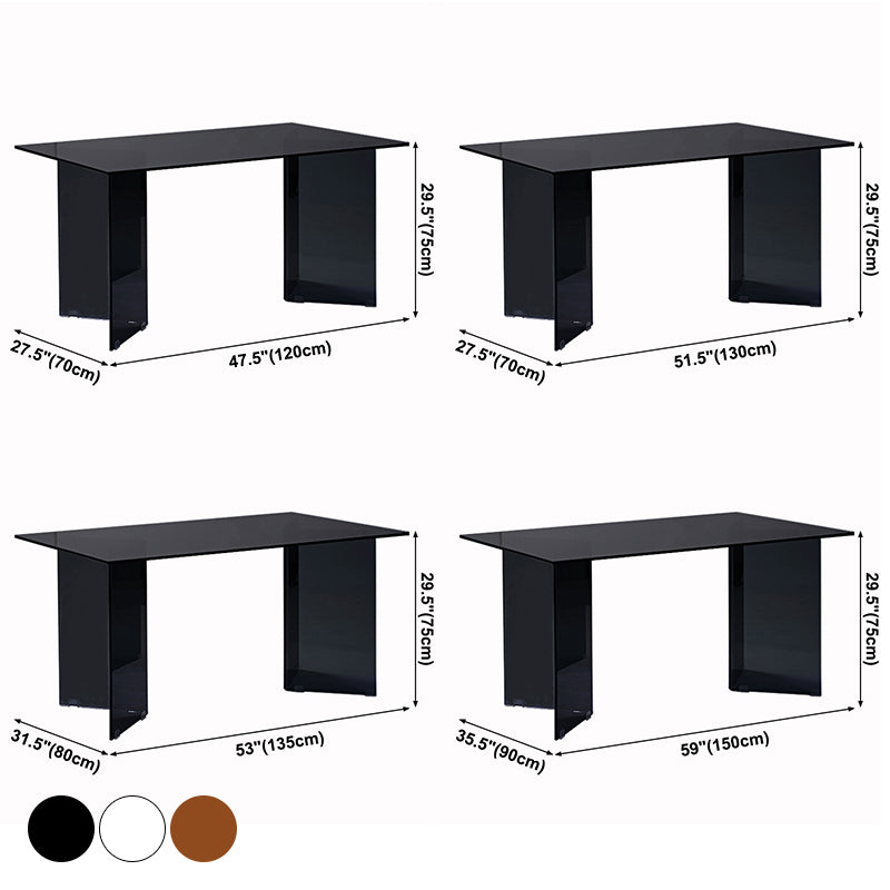 Contemporary Style Clear Tempered Glass Dining Table 2 Legs Table for Dining Room