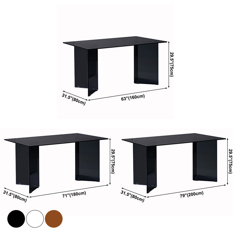 Contemporary Style Clear Tempered Glass Dining Table 2 Legs Table for Dining Room