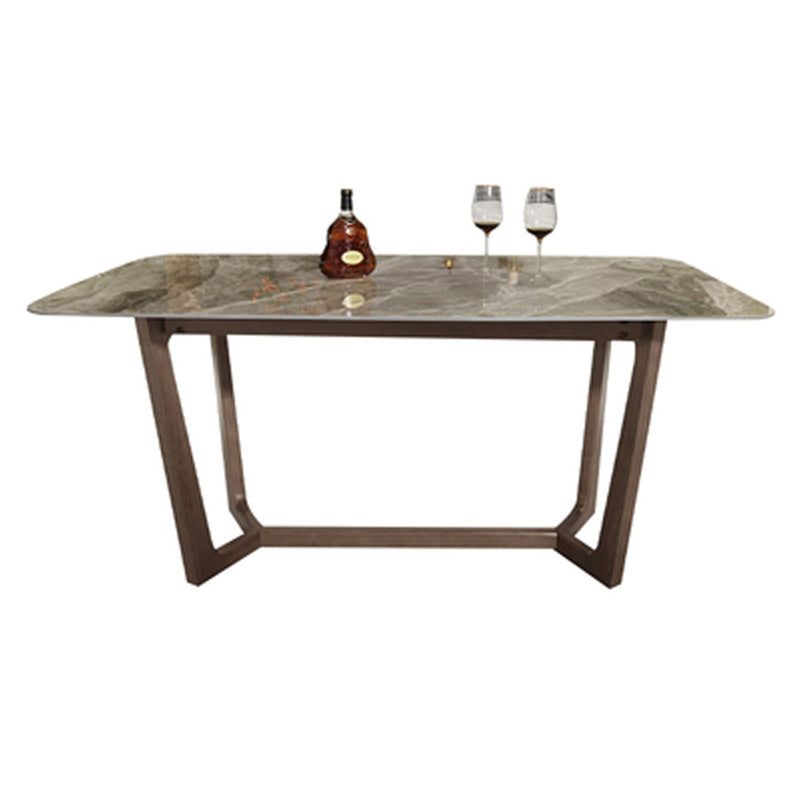 Piedina sinterizada Mesa de comedor rectangular moderno Tapa de piedra gris con base de caballete