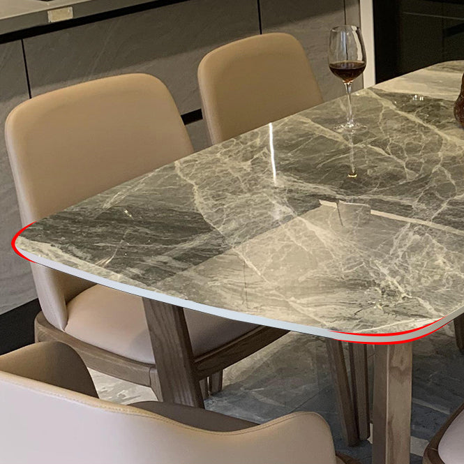Piedina sinterizada Mesa de comedor rectangular moderno Tapa de piedra gris con base de caballete