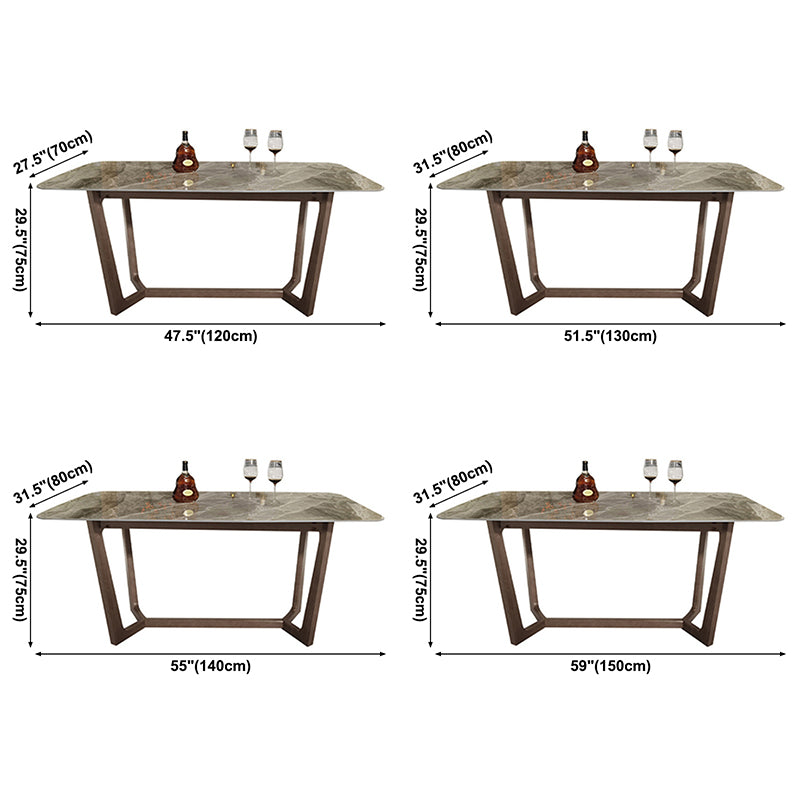 Piedina sinterizada Mesa de comedor rectangular moderno Tapa de piedra gris con base de caballete