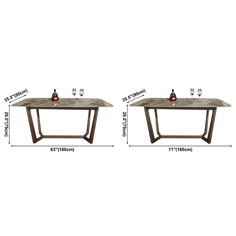 Piedina sinterizada Mesa de comedor rectangular moderno Tapa de piedra gris con base de caballete