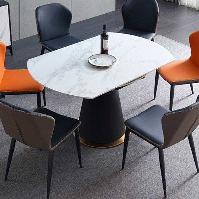 Modern Style Sintered Stone Dining Table White Round Table with Pedestal