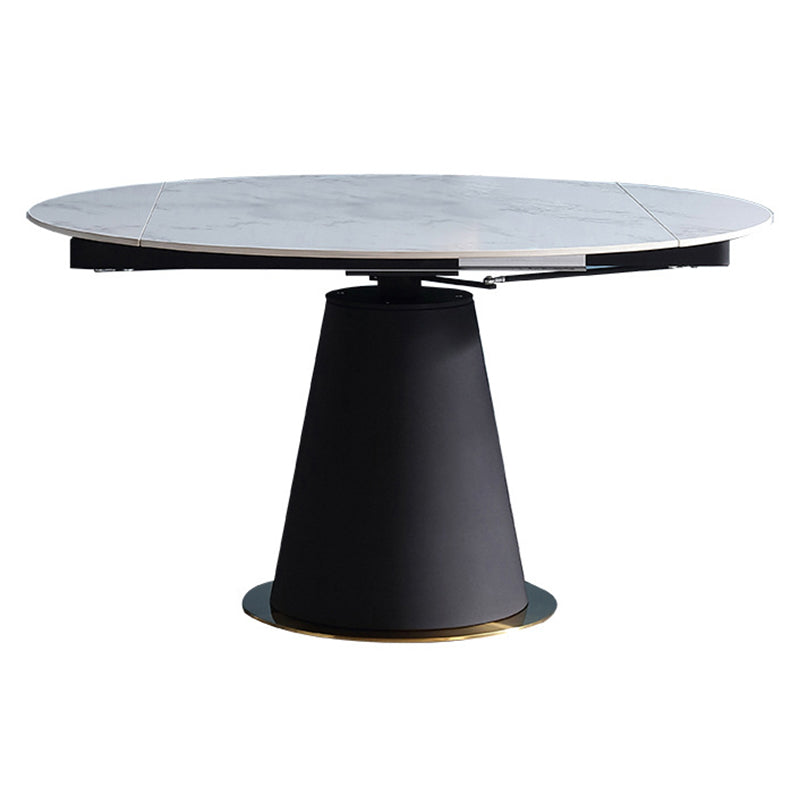 Modern Style Sintered Stone Dining Table White Round Table with Pedestal
