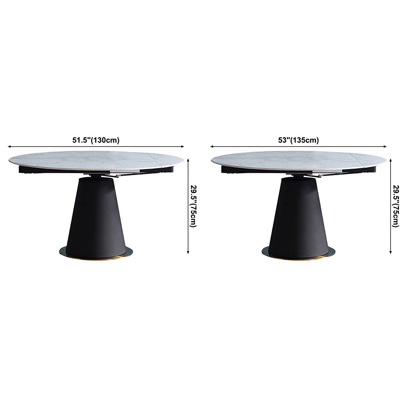 Modern Style Sintered Stone Dining Table White Round Table with Pedestal