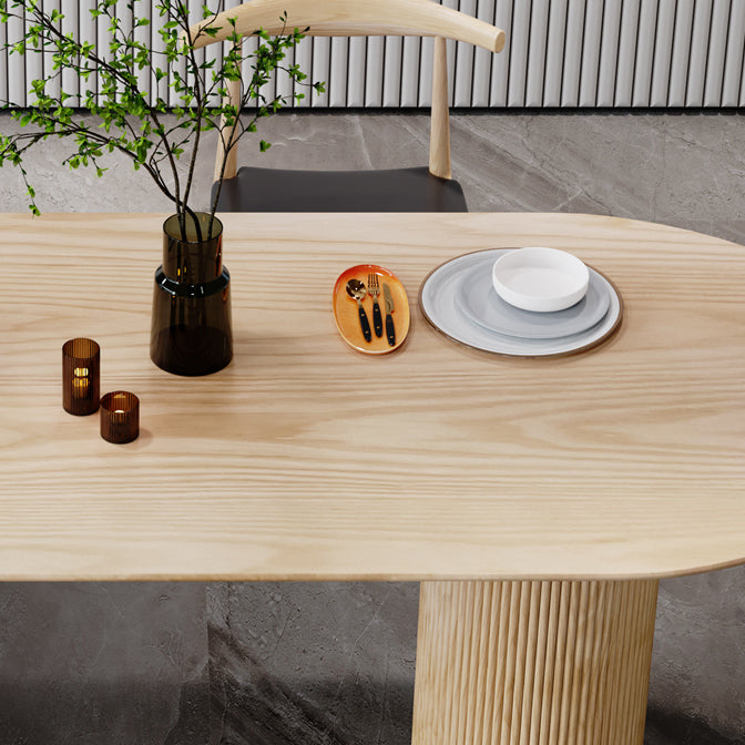 Mesa de comedor contemporánea mesa de madera maciza con 3 patas para el comedor de la cena de cocina