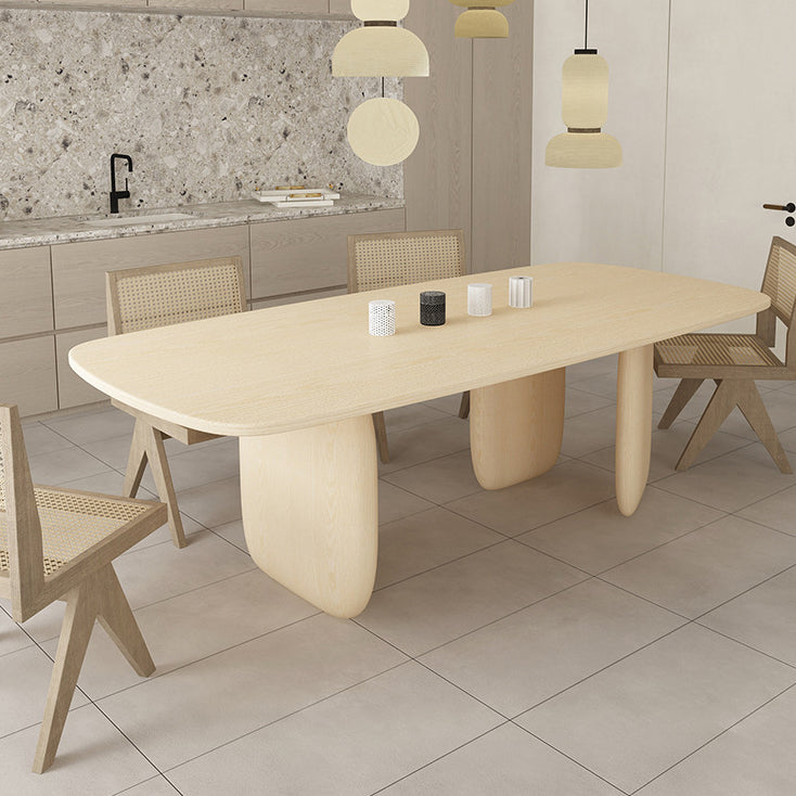 Solid Wood Rectangle Dining Table Modern Contemporary Kitchen Wood Table with 3 Legs