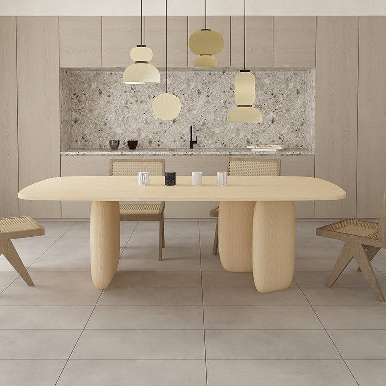 Solid Wood Rectangle Dining Table Modern Contemporary Kitchen Wood Table with 3 Legs