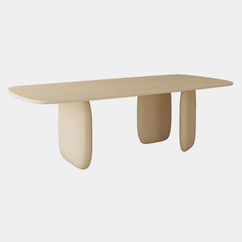 Solid Wood Rectangle Dining Table Modern Contemporary Kitchen Wood Table with 3 Legs