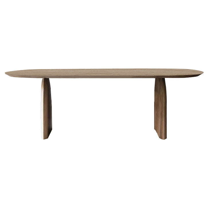Oval Solid Wood Brown Tone Dining Table Simplicity Double Pedestal Table for Dining Room