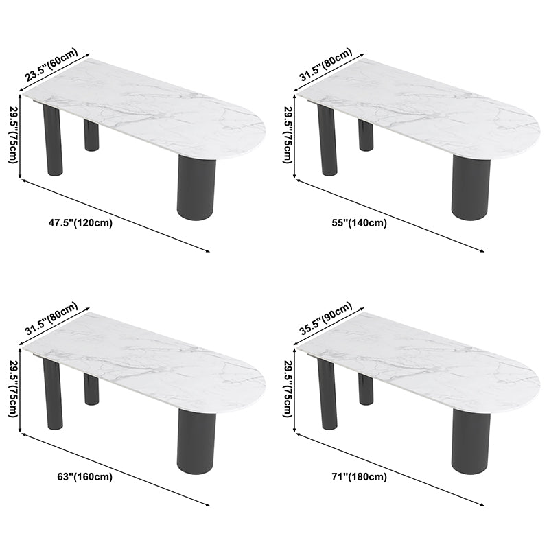 Contemporary Dining Table Sintered Stone Table with 3 Black Legs for Dining