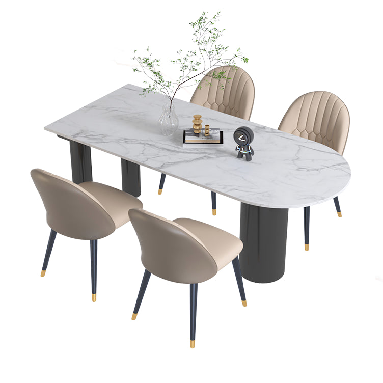 Contemporary Dining Table Sintered Stone Table with 3 Black Legs for Dining