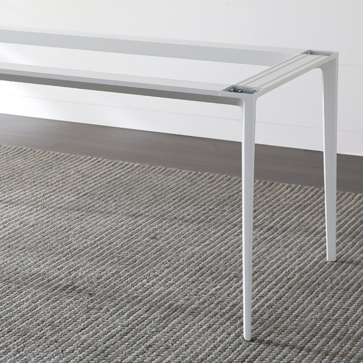 Contemporary Sintered Stone Top White Dining Table Rectangle Shape Dining Table with 4 Legs Base