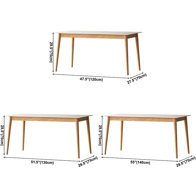 Moderne stijl gesinterde stenen eettafel witte rechthoekige tafel met houten basis