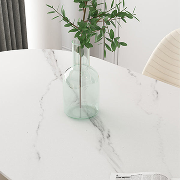 Metal Modern Oval Dining Table Sintered Stone Table for Dining Room and Kitchen