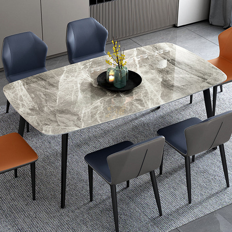 Mesa de comedor de piedra sinterizada de estilo moderno mesa gris rectangular con 4 patas para el hogar