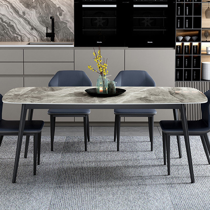 Mesa de comedor de piedra sinterizada de estilo moderno mesa gris rectangular con 4 patas para el hogar