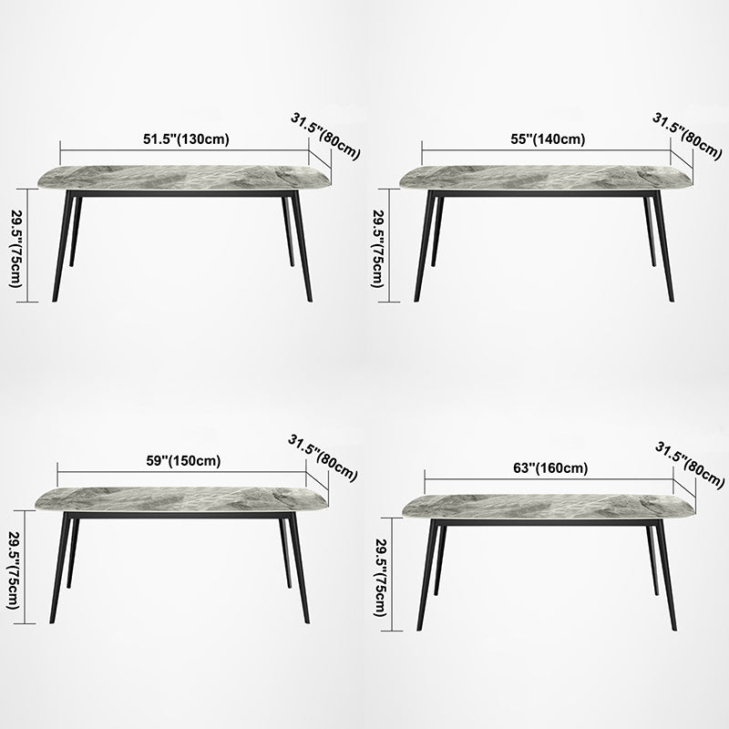 Mesa de comedor de piedra sinterizada de estilo moderno mesa gris rectangular con 4 patas para el hogar