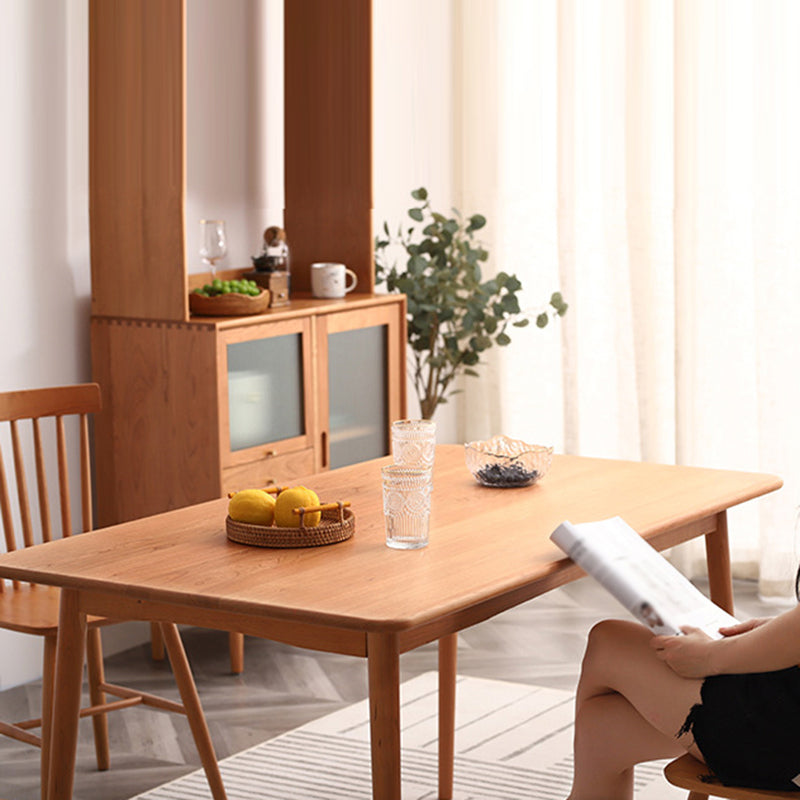 Table à manger en bois cerise moderne 4 jambes table en bois massif pour la maison