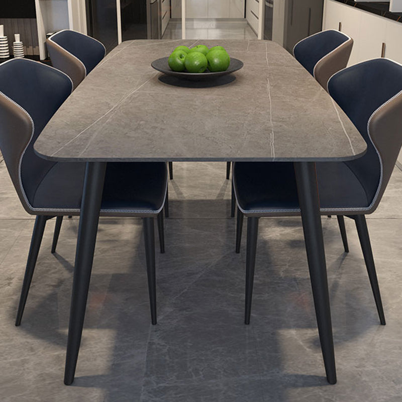 Metal Modern Rectangular Table Sintered Stone Table for Dining Room and Kitchen