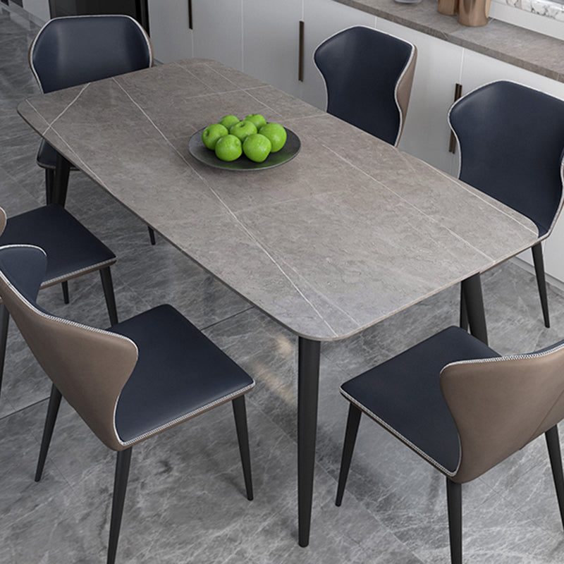 Metal Modern Rectangular Table Sintered Stone Table for Dining Room and Kitchen