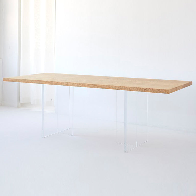Double Pedestal Dining Table Simple Style Pine Solid Wood Dining Site Table