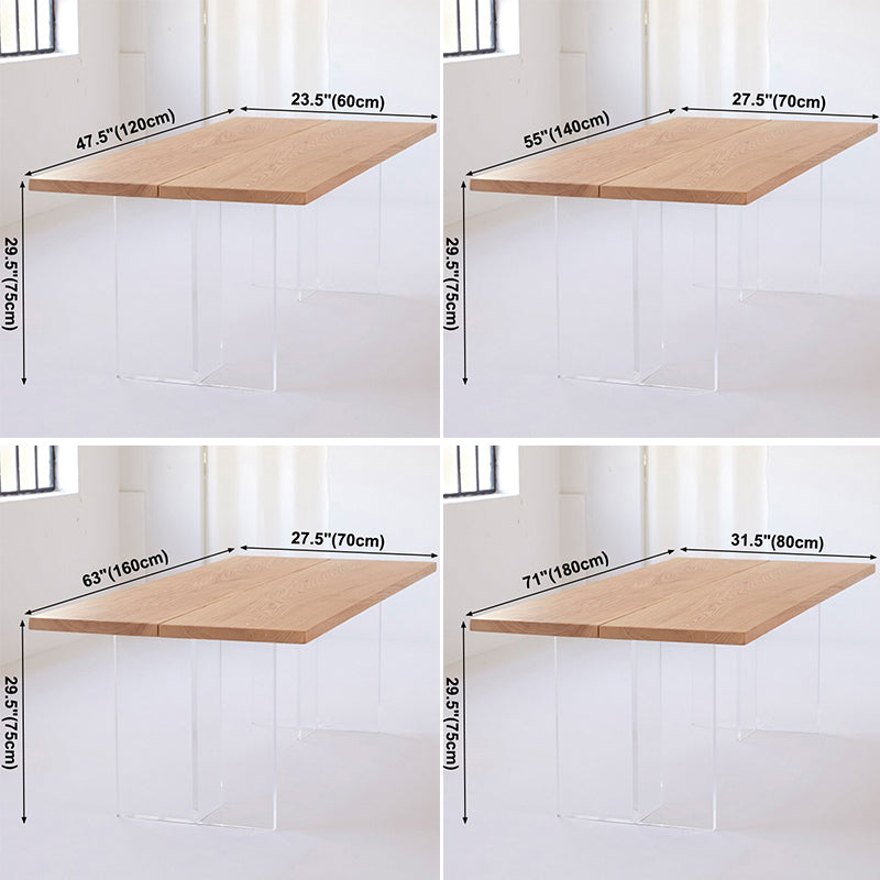 Double Pedestal Dining Table Simple Style Pine Solid Wood Dining Site Table