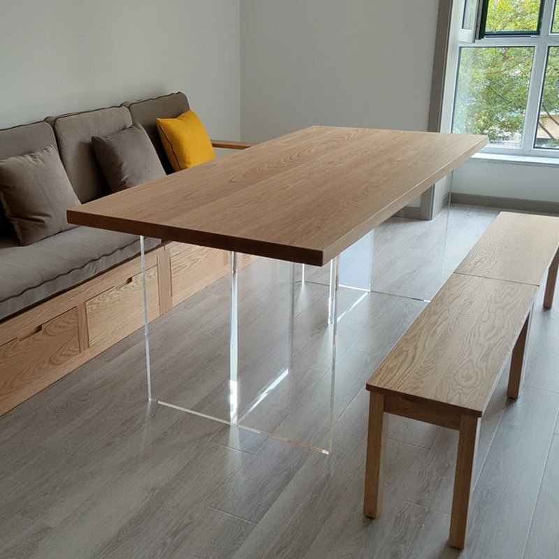 Double Pedestal Dining Table Simple Style Pine Solid Wood Dining Site Table