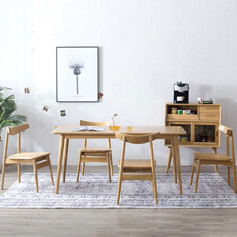 Rechthoek witte eiken vaste houten tafel moderne eettafel met 4 poten voor restaurant