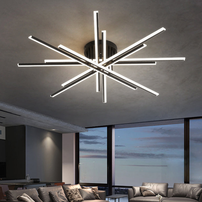 Lampe encastrée à 16 lumières Crossed Line, plafonnier moderne en noir/blanc