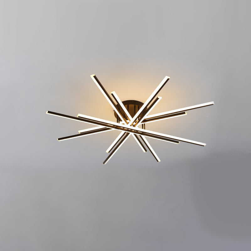 Lampe encastrée à 16 lumières Crossed Line, plafonnier moderne en noir/blanc