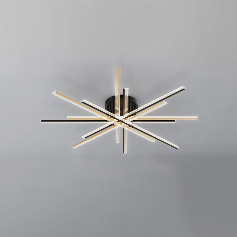 Lampe encastrée à 16 lumières Crossed Line, plafonnier moderne en noir/blanc