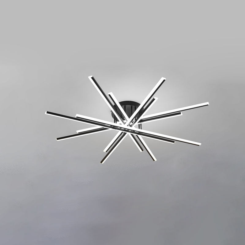 Lampe encastrée à 16 lumières Crossed Line, plafonnier moderne en noir/blanc
