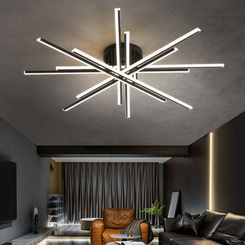 Lampe encastrée à 16 lumières Crossed Line, plafonnier moderne en noir/blanc