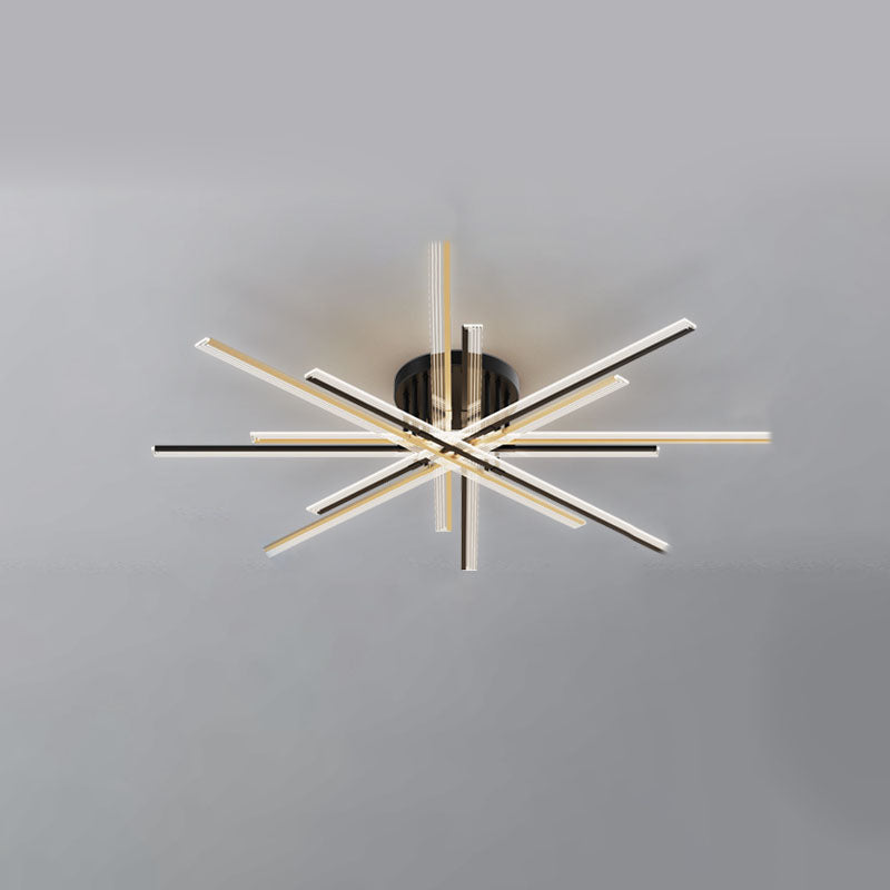 Lampe encastrée à 16 lumières Crossed Line, plafonnier moderne en noir/blanc